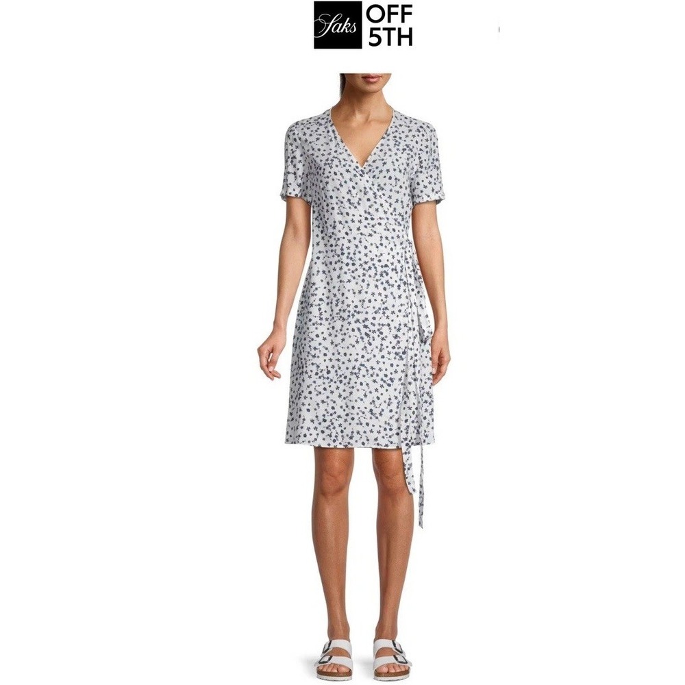 Diane Von Furstenberg Saville Wrap Dress Floral Ivory Women's L $298 NWT